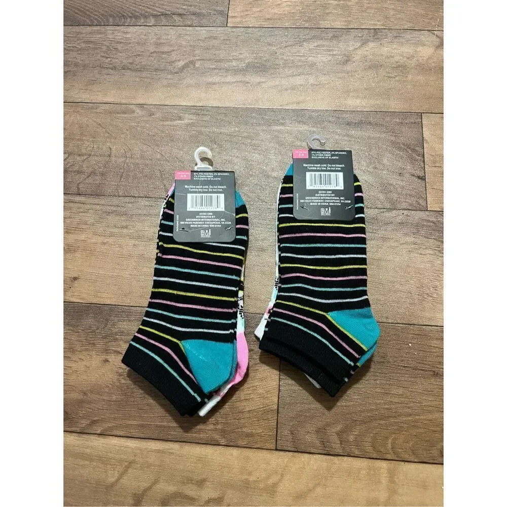 Beverly Hills Polo Club Woman’s Fashion Socks 4 Pairs Drinks & Stripes NEW